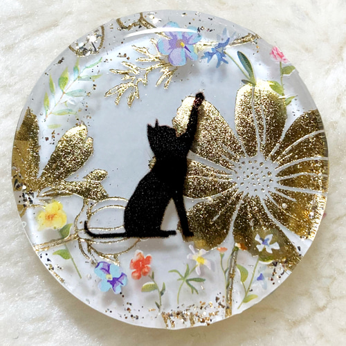 No.455 ヘアゴム 花とネコ ヘアゴム ruri 通販 14313109｜Creema(クリーマ)