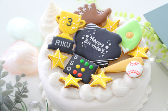 野球　【アイシングクッキー】　オーダー　部活　引退　お祝い　プレゼント　誕生日 1枚目の画像