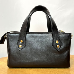 レザーショルダー ・ トート　＜star tote / black＞ 2枚目の画像