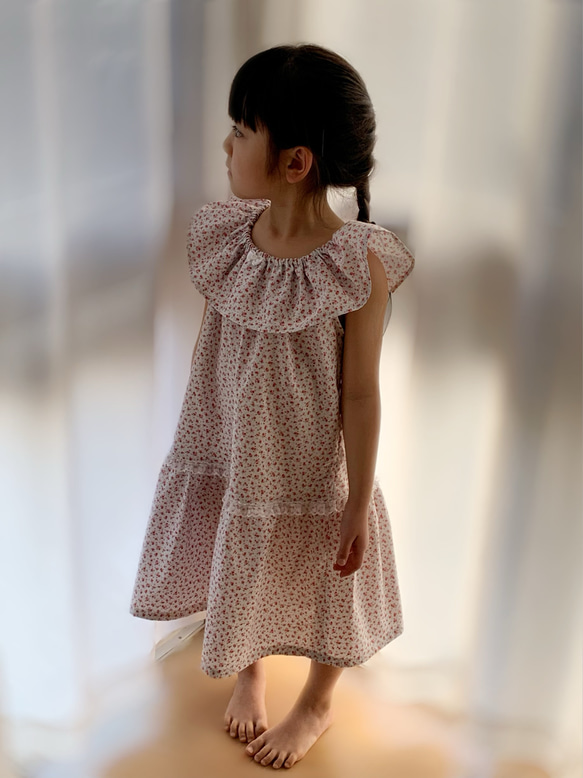 ☆受注生産☆ 大きなフリル襟のおしゃれなワンピース　サマードレス 2枚目の画像