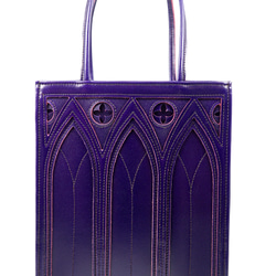 中世ゴシック建築モチーフの「カテドラルバッグ1C」（本革製）／ヴァイオレット violet cathedral bag 6枚目の画像