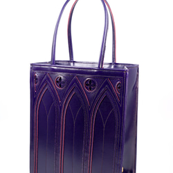 中世ゴシック建築モチーフの「カテドラルバッグ1C」（本革製）／ヴァイオレット violet cathedral bag 5枚目の画像