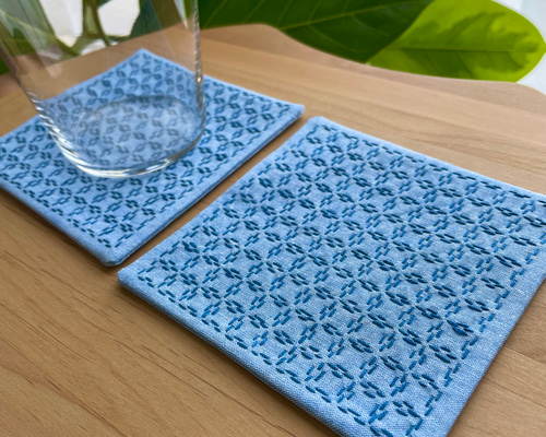 ちょこっと刺し子の八角コースター2枚セット