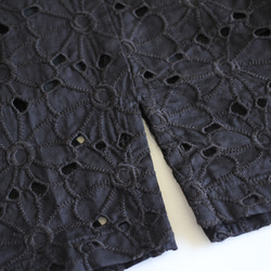 アイレット刺繍コットンレースワイドパンツ【ブラック】 10枚目の画像