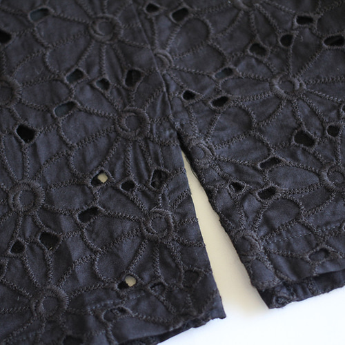 SALE☆アイレット刺繍コットンレースワイドパンツ【ブラック