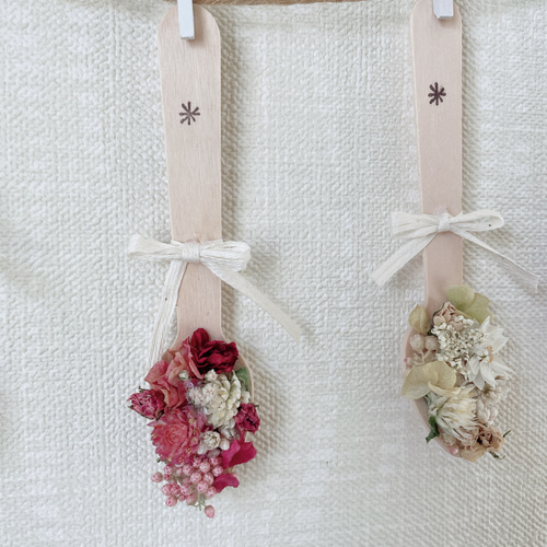 送料無料』木のスプーンのガーランド ドライフラワー ドライフラワー