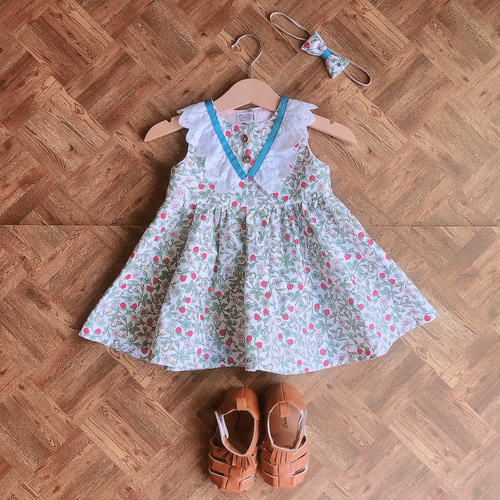 ◇苺と花柄のベビーワンピース◇【リボン付き】MARUBEAR ベビー服 MARU 