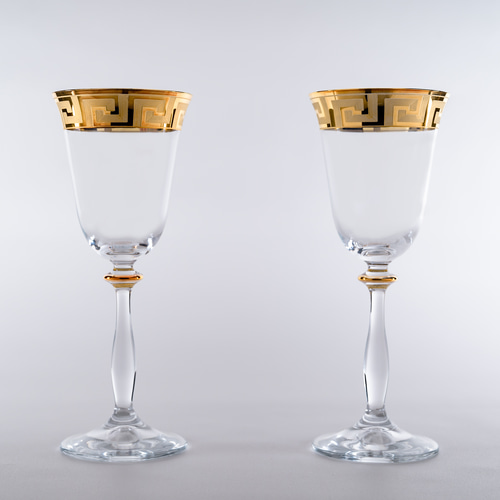 ☆ボヘミアクリスタル☆金彩ワイングラス BOHEMIA Cristal - ボヘミア クリスタル ペア ワイングラスの