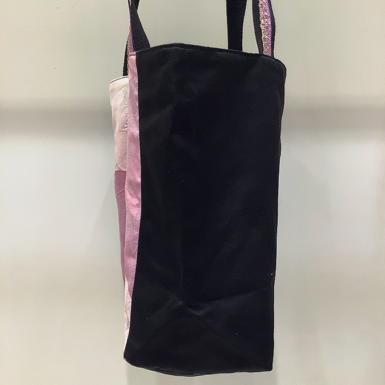 着物トートバックL　紫　牡丹　花　ポケット付き　シルクの美しい光沢　着物リメイク　帯　アップサイクル