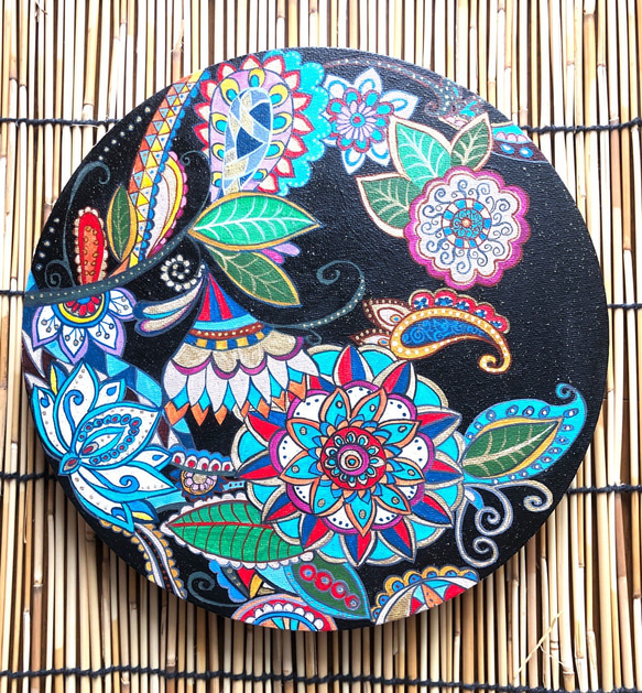 蓮・ロータス・アジアンインテリア 丸型張りキャンバス 25cm 原画