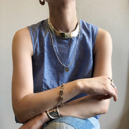 ナバホパールネックレス×ヴィンテージシルバーコインチャーム