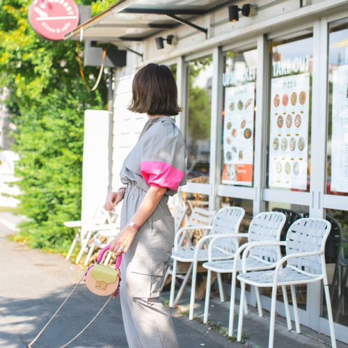 SALE 】30％OFFバイカラーオールインワン(ベージュ×ブラック