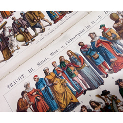 19世紀ヨーロッパ アジア 11~18世紀南ヨーロッパの衣装 両面イラスト図版  ヴィンテージペーパー 1956-32 8枚目の画像