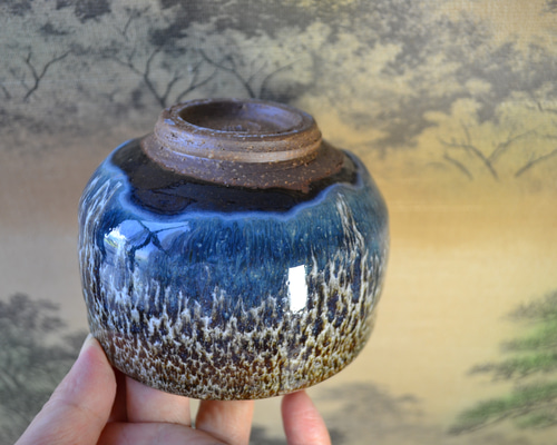 時代 孔雀釉小瓶 魚紋 送料込み0830 工芸品