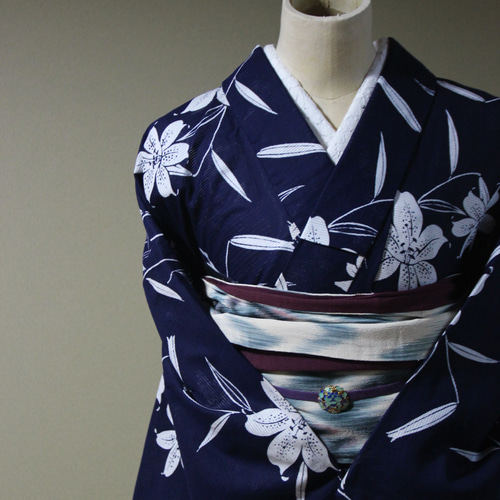 美品　綿絽　浴衣　紺　本染　トールサイズ Amazon | [dear-japan] 綿絽浴衣 2点セット 紫陽花 紺 藍