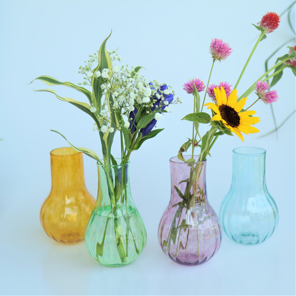 専用出品　吹きガラス一輪挿しオーナメント5個おまとめセット　花瓶花器 専用出品 吹きガラス一輪挿しオーナメント5個おまとめセット