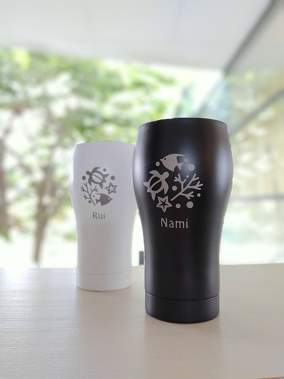 名入れ【結婚祝プレゼント・結婚記念日】ハワイ・ホヌ・真空二重構造