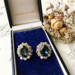 ブルースワロフスキーピアス【上品･入学式･卒業式･結婚式･ウェディング･パール】{RPS-95} 2枚目の画像