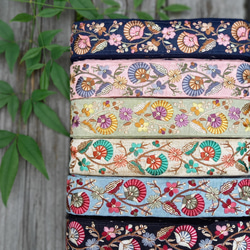 インド刺繍リボンno.142 (25cm・グリーン・蓮・ハス・ロータス