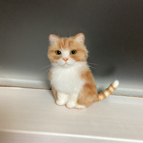 羊毛フェルト　猫(茶トラ白) ちょいリアルな茶トラ白の子猫が完成するまで【羊毛フェルト制作