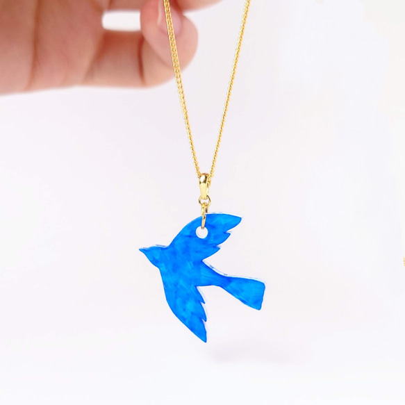 Creema限定 幸せの青い鳥 ペンダント（ゴールド・シルバー金具の選択可） 2枚目の画像