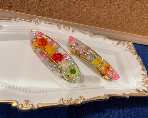 フラワーレジン 髪留め バレッタ kurasayu 通販 14315954｜Creema