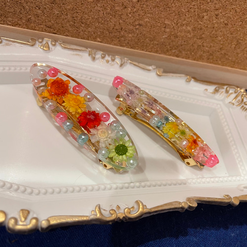 フラワーレジン 髪留め バレッタ kurasayu 通販 14315954｜Creema