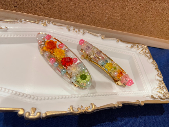 フラワーレジン 髪留め バレッタ kurasayu 通販 14315954｜Creema