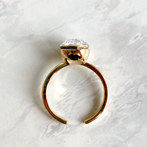 Goodnight Moon Ring with Rose Cut Diamonds and Fancy Gold