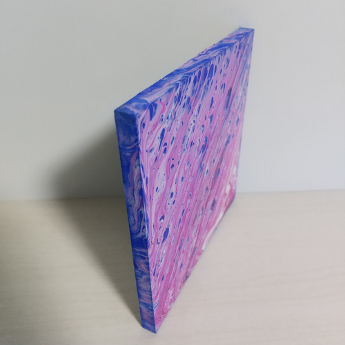 抽象画 青と白、ピンク
