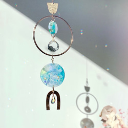 Teal green marbre resin and crystal ball sun catcher -Teal green 第5張的照片