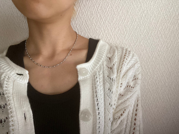 ーデザインボールチェーンネックレスー　ボールチェーン　チェーンネックレス　ショートネックレス　サージカルステンレス　 6枚目の画像