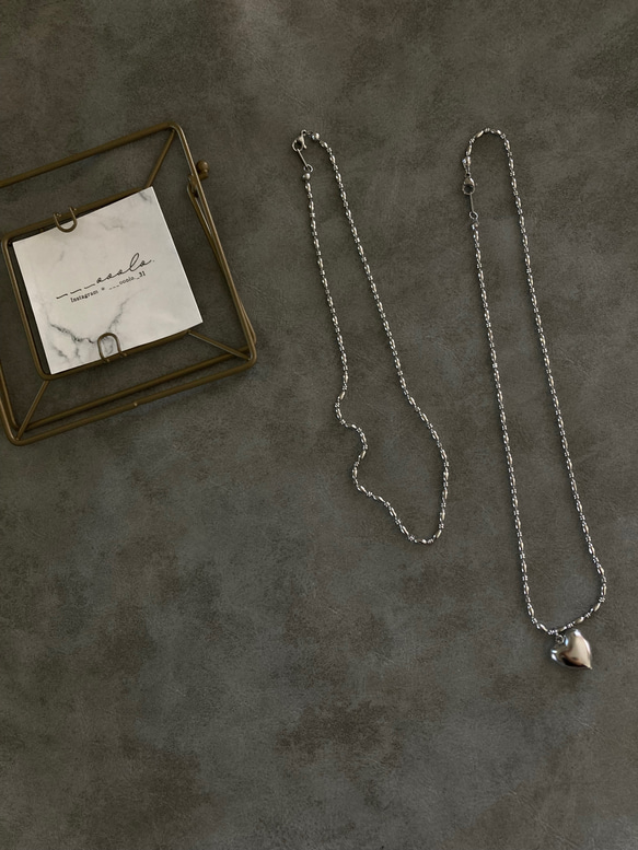 ーデザインボールチェーンネックレスー　ボールチェーン　チェーンネックレス　ショートネックレス　サージカルステンレス　 2枚目の画像