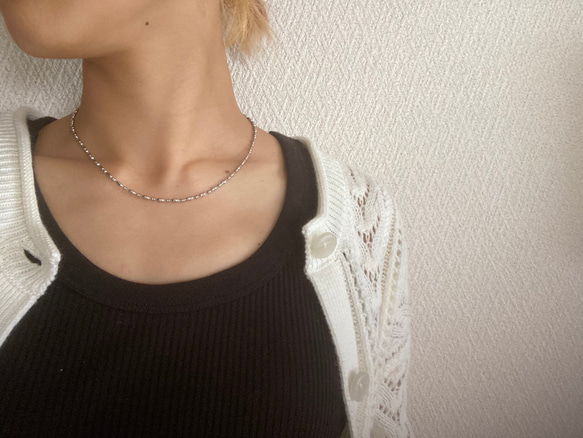 ーデザインボールチェーンネックレスー　ボールチェーン　チェーンネックレス　ショートネックレス　サージカルステンレス　 9枚目の画像