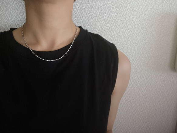 ーデザインボールチェーンネックレスー　ボールチェーン　チェーンネックレス　ショートネックレス　サージカルステンレス　 1枚目の画像