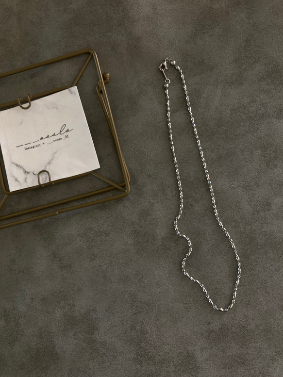 ーデザインボールチェーンネックレスー　ボールチェーン　チェーンネックレス　ショートネックレス　サージカルステンレス　 4枚目の画像