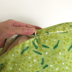 柔らか日本製タオル生地の オリジナル柄で作る みかづきクッション "acacia" c/グリーンティー 6枚目の画像