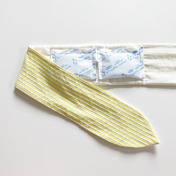 ♡也可用作頭巾的夏季圍巾♡多種使用方法♪棉質材料條紋圖案頸部涼爽髮帶黃色x白色 第4張的照片
