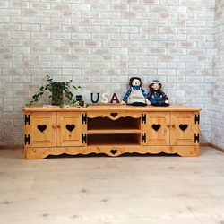 カントリー家具♡コーナーテレビ台　ハートくり抜き　木製　119×45高さ×42 カントリー家具♡コーナーテレビ台 ハートくり抜き 木製 119×45