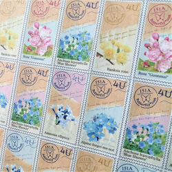 切手風シールⅡ　花 シール  小さめサイズ　２シート　計88枚 5枚目の画像