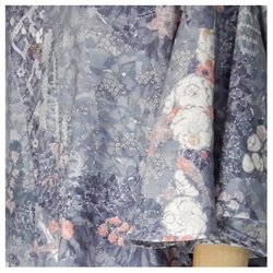 着物リメイク    辻が花　紬のフレアー袖ワンピース/ フリーサイズ  kimono 2枚目の画像