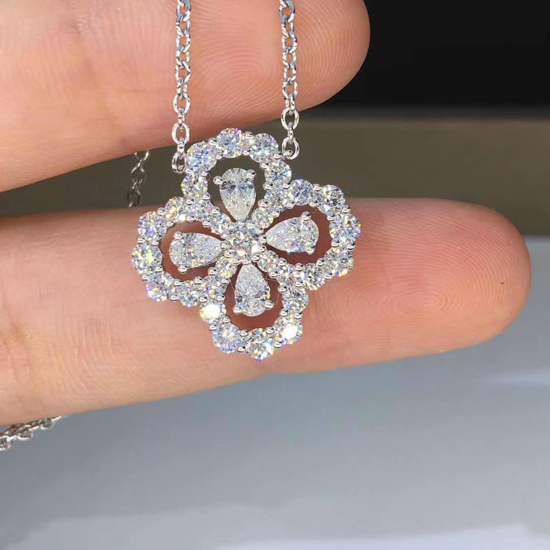 問屋直販 ゴージャス モアサナイト ダイヤ ネックレス k18WG