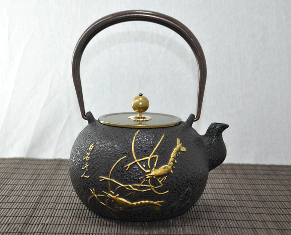 鉄瓶 鉄器 金属工芸 鉄製 やかん アンティーク 茶道具 銅蓋 銅摘まみ