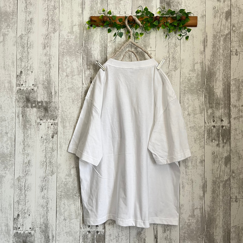 夏黒水玉ポケット付きゆったり白Tシャツcotton100% Tシャツ Kym