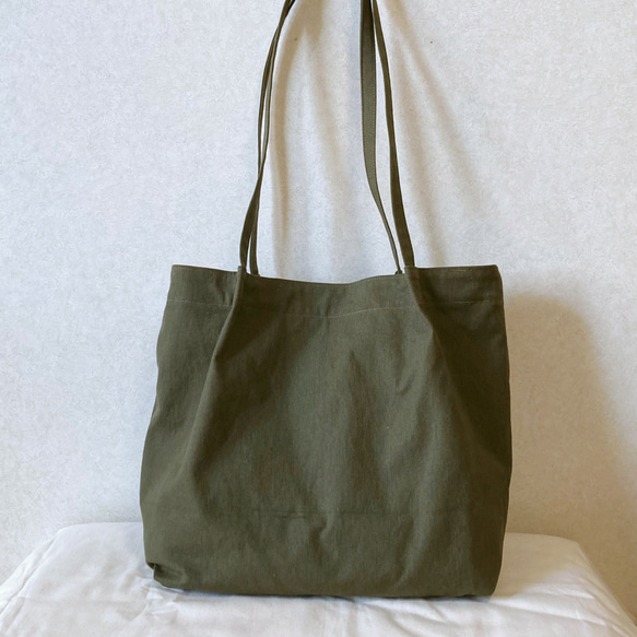 受注制作 細紐ショルダートート ヴィンテージ帆布 カーキ トート