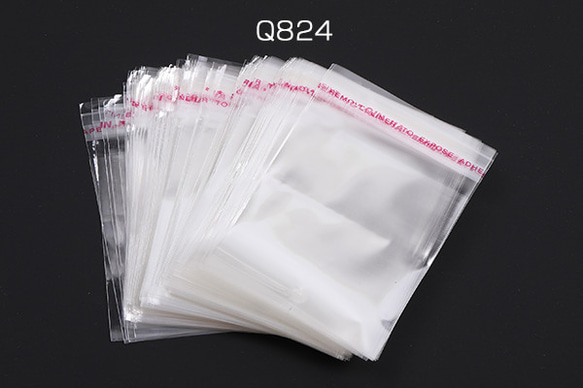 Q824   300枚   OPP袋 透明テープ付き 1穴 8×10.8cm   3X（100枚） 1枚目の画像