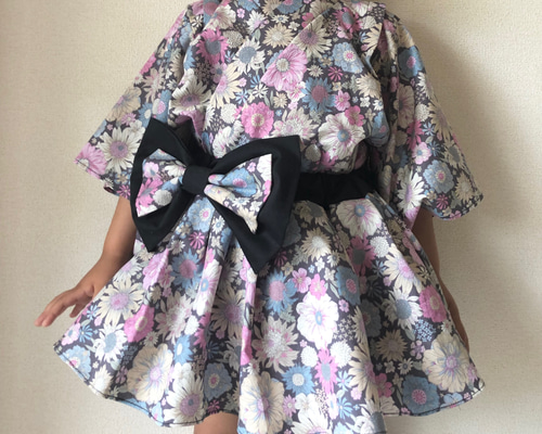 ♡浴衣ドレス♡ 帯セット 姫系 ドレス ハンドメイド 浴衣ドレス 黒 帯セット 姫ギャル ロリィタ 平成 Y2K ピンク