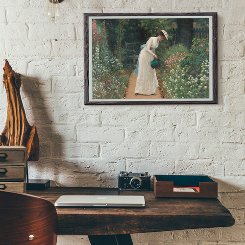 絵画 。壁掛け絵☆【きれいな女性ときれいな緑の植物】 50-1.jpg