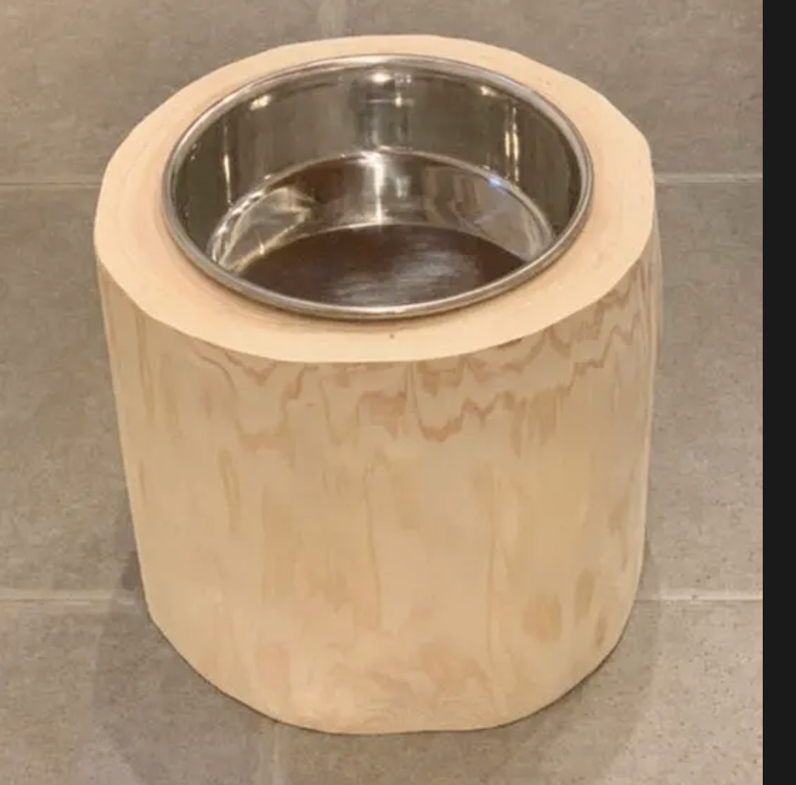 【Pet Table Hinoki】  〜M〜 Stainless bowl