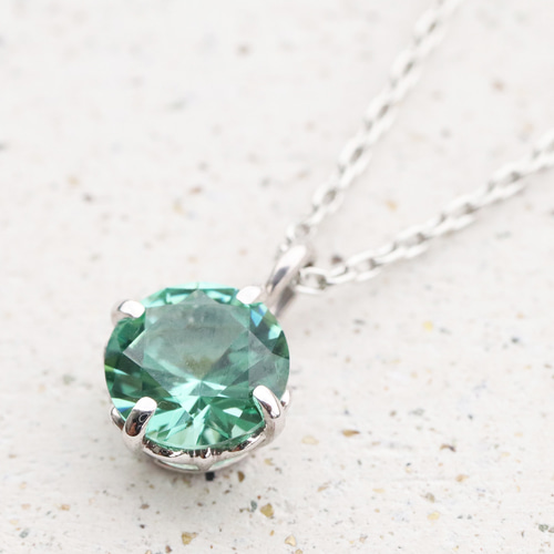 SV925 ミントグリーンのストーンネックレス (659-674W) ネックレス